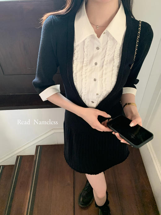 Read Nameless /黑色针织拼接衬衫领连衣裙 2025/3/29 商品图11