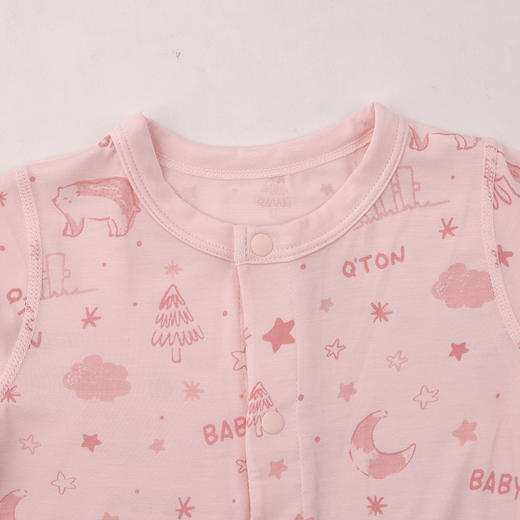 棉果果夏季女童舒适柔软哈衣爬服防蚊5A抗菌莫代尔短袖对开连体衣M221722425211 商品图1