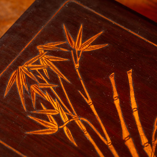 清 红木嵌黄杨竹纹盖盒 商品图2