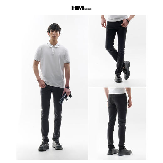 HIM漢崇 做旧小磨破牛仔裤时尚潮流经典修身休闲长裤男 2026春季 商品图3