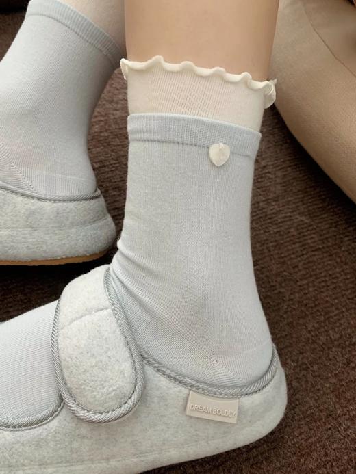 <曾小咸推荐> 木耳边爱心中筒袜  商品图1