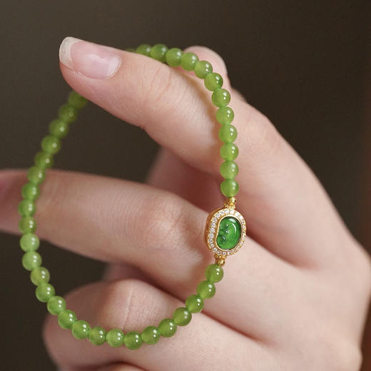 碧玉冰种苹果绿米珠手串 CR 商品图3
