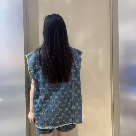 N印字母牛仔马夹配短裤套装（蓝）夏季151110010321 商品图1