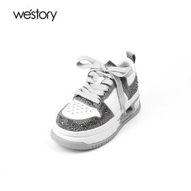 westory春季新款厚底系带圆头运动鞋板鞋W24AM57371