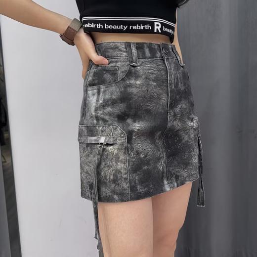 NZ设计感面料侧边双口袋短A裙（灰）夏季151090150321 商品图2