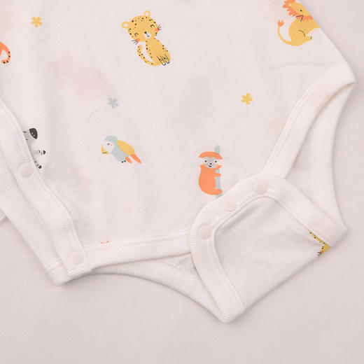 棉果果夏季男童女童爬服防蚊5A抗菌短袖偏襟三角连体衣M201710225235 商品图3