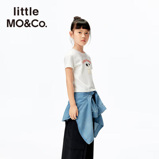 【5F】little MO&Co.抑菌 little moco童装25夏装新款女童修身短袖印花T恤 商品图1