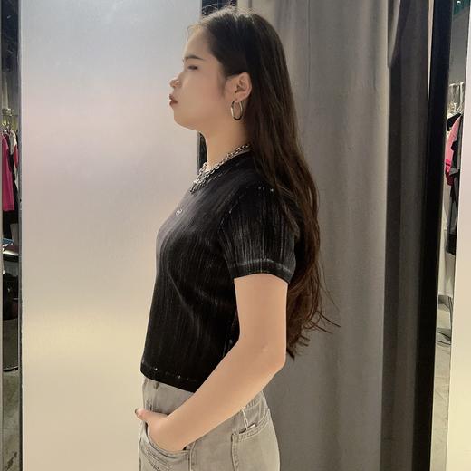 MZ暗条纹印字母短袖T恤（黑）夏季152030030321 商品图2