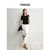 VIMAGE纬漫纪度假风黑色斜肩设计感修身显瘦短袖T恤2025夏季新款V2302904 商品缩略图0