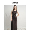 VIMAGE纬漫纪腰部镂空雾灰色无袖收腰显瘦A字连衣裙2025夏季新款V2307912 商品缩略图5