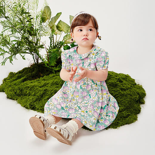 迷你巴拉纯棉连衣裙女童儿童亲肤透气甜美泡泡袖2025夏季新款 商品图2