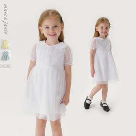 marcjanie马克珍妮新款夏装 女童泡泡袖网纱连衣裙230975