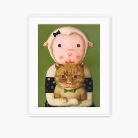 杨媛媛《我爱大橘猫》版画