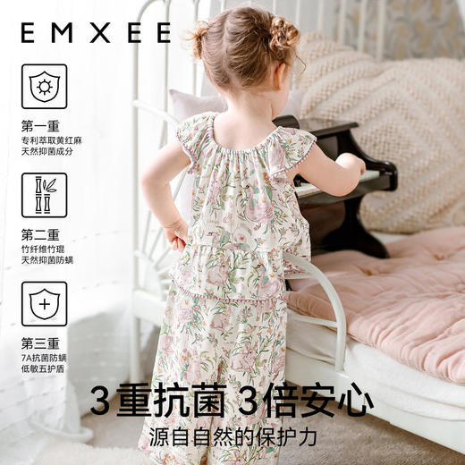【宝宝服饰】嫚熙弹力丝麻棉儿童家居服睡衣天鹅舞曲女童套装短袖夏季宝宝睡衣 商品图5