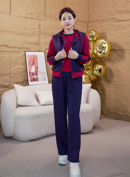 时尚休闲运动套装，春秋卫衣马甲气质中老年三件套LJX-554 商品图0