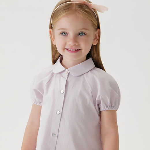 【马克珍妮 芦芙】春装新款 女童娃娃领纯棉半袖小衫230096 商品图3