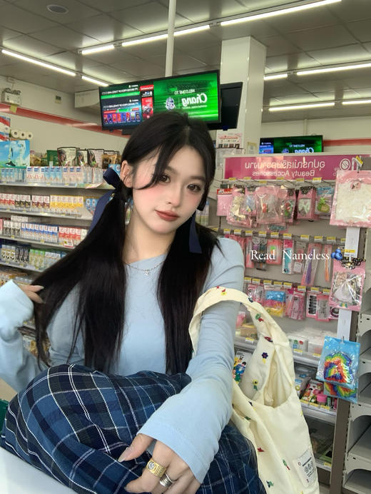 Read Nameless /蓝色万能上衣+泰国蓝格子长半裙 2025/3/29 商品图12