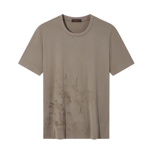 【国风图案款/无缝工艺】柒牌短袖T恤男夏季新款国风印花圆领上衣128T70280 商品图5