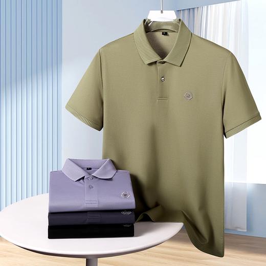 【亚麻+桑蚕丝】【DK】大依优型大码短袖POLO衫加肥加大半袖体恤夏季款肥佬宽松商务休闲百搭上衣男士胖子 商品图1