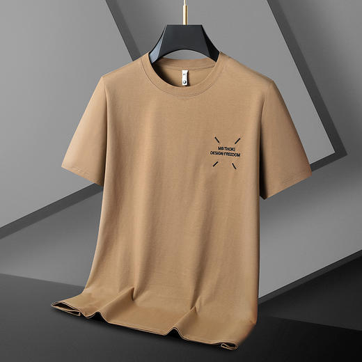 【精梳棉】【DX】大依优型大码短袖T恤圆领时尚潮流宽松潮牌加肥加大上衣男士半袖打底 商品图0