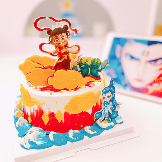 哪吒糯米纸巧克力立牌奶油蛋糕 商品图0