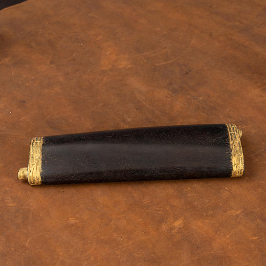 清 紫檀漆金回纹书卷式臂搁 商品图0