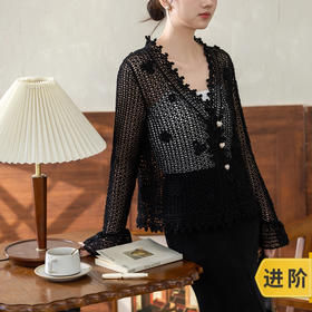 苏苏姐家翌日v领蕾丝开衫手工DIY钩针毛线团自制材料包