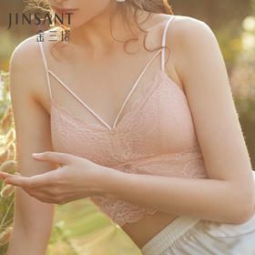 金三塔法式少女内衣园中少女纯欲绑带爱心扣胸罩真丝无钢圈文胸 NZFBC396