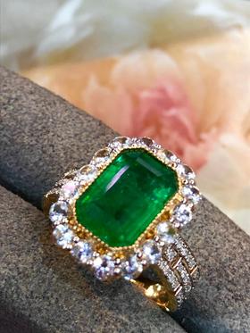 3ct刻面祖母绿戒指