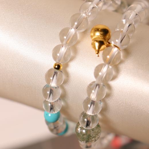 白水晶双圈手链 天然宝石绿松石 夏日清凉感 商品图3