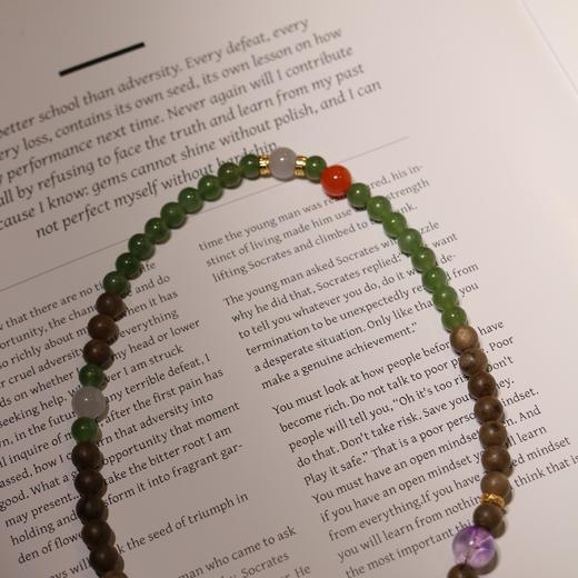 半山半水 设计款天然沉香和碧玉双圈手串 银镀金配件 商品图1