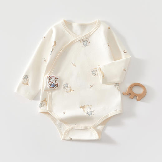 【斜襟设计时尚百搭，包臀造型超可爱】包屁衣春秋婴儿衣服 纯棉宝宝斜襟连体衣 新生儿包臀衣三角爬服睡衣-QQ 商品图4