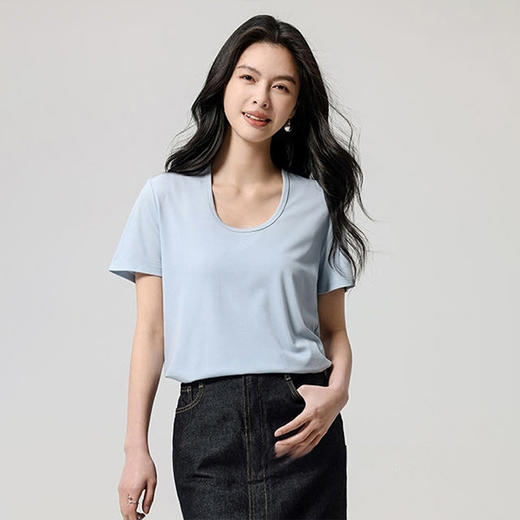可可澜黛 奥地利兰精莱赛尔冰感T恤 圆领/鹅蛋领 吸湿透气 多色选择 商品图7