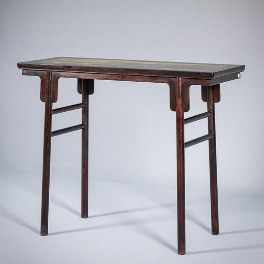 二十世纪 紫檀镶云石夹头榫刀牙板平头案 商品图4