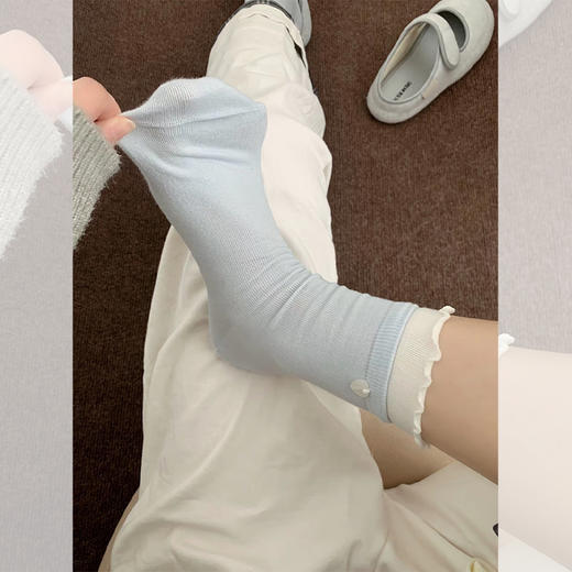 <曾小咸推荐> 木耳边爱心中筒袜  商品图0