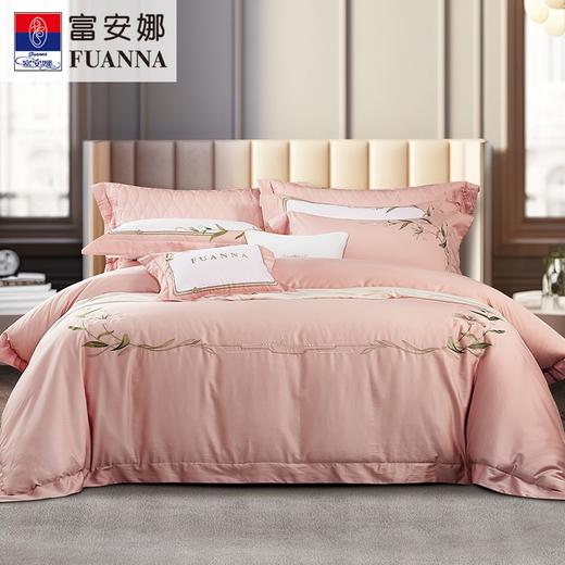 【春上新】10楼富安娜    素绣 莱赛尔天丝四件套-百卉含英   吊牌价3680-3980元    活动价999-1099元 商品图1