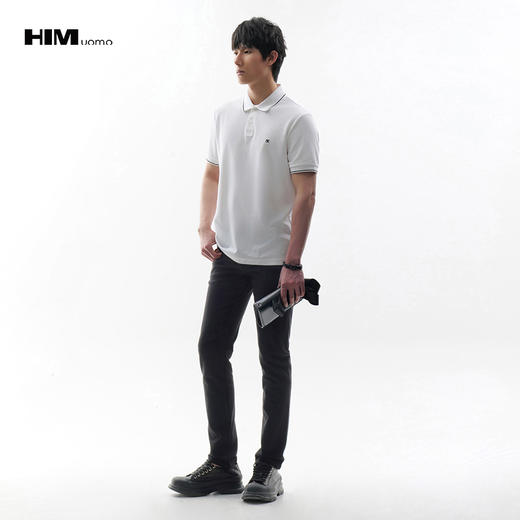 HIM漢崇 做旧小磨破牛仔裤时尚潮流经典修身休闲长裤男 2026春季 商品图1