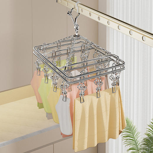 美丽雅不锈钢20夹子防风衣架加粗家用袜夹晾衣架阳台晒内衣袜子神器 商品图2