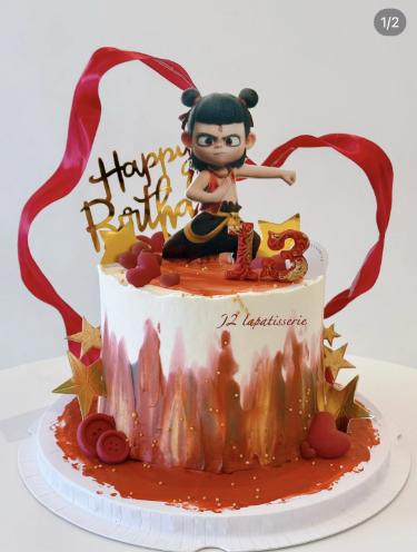 糯米纸打印系列~哪吒卡通蛋糕(大红色素偏深介意慎拍)-低糖处理无添加 商品图6