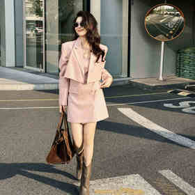 顺丰包邮洛诗琳03647春季新款通勤设计感假两件羊毛西装裙160453