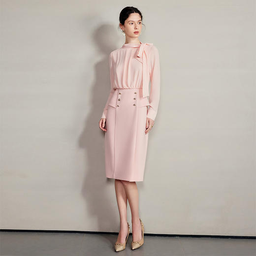 IWY/气质法式名媛衬衫连衣裙女新款高级感假两件衬衫套裙Q1263 商品图3