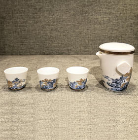 便携羊脂玉瓷一壶三杯套装