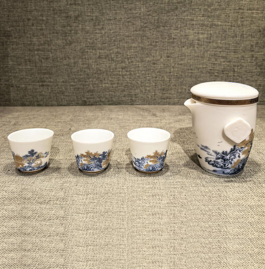 便携羊脂玉瓷一壶三杯套装 商品图0