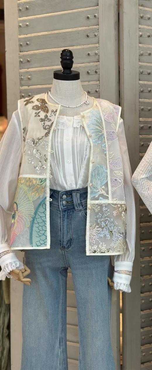 【门店同款】ENJOY夏季云敛-春光推盏花蝶令中式马夹 161921151 商品图6