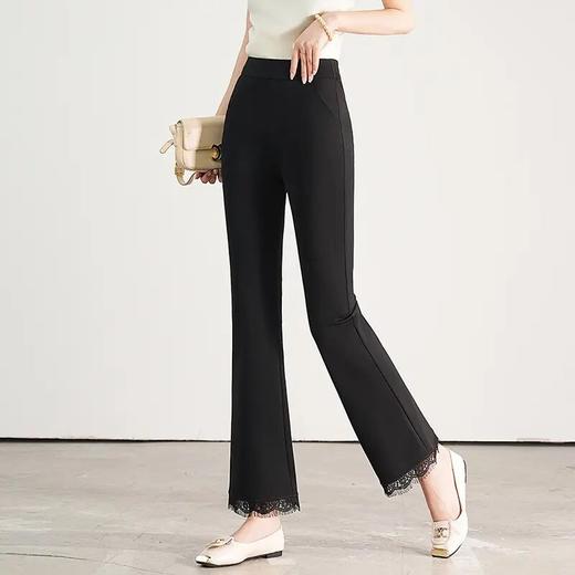 【自】全新升级【铂金会员146/天猫199/差价53】(00420) 洛诗琳2025春夏新款高腰垂感显瘦直筒黑色西装微喇裤长裤 商品图4