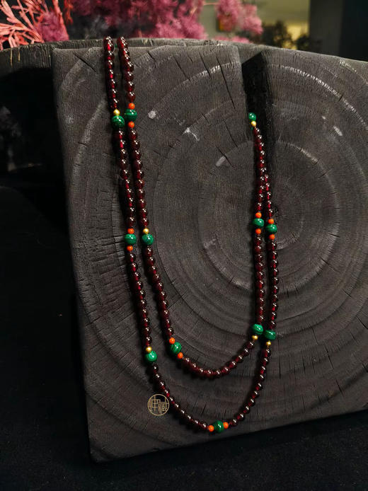 石榴石配孔雀石多宝项链 商品图3