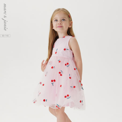 marcjanie马克珍妮夏装新款 女童樱桃绣花网纱连衣裙220977 商品图0