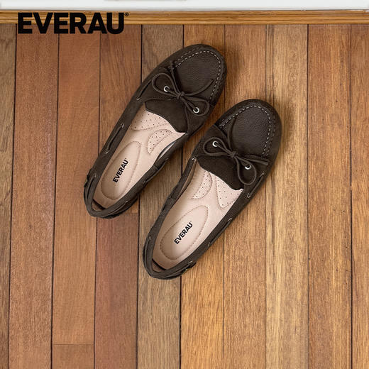 EVERAU自带松弛感的仙女清新茶话牛皮豆豆鞋EA1023 商品图4