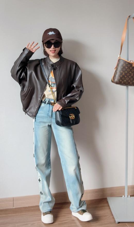 超细羊皮立领通勤休闲蝙蝠抽绳皮衣 美拉德咖 商品图5