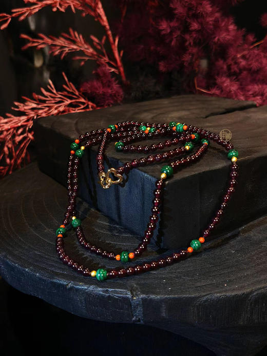 石榴石配孔雀石多宝项链 商品图1